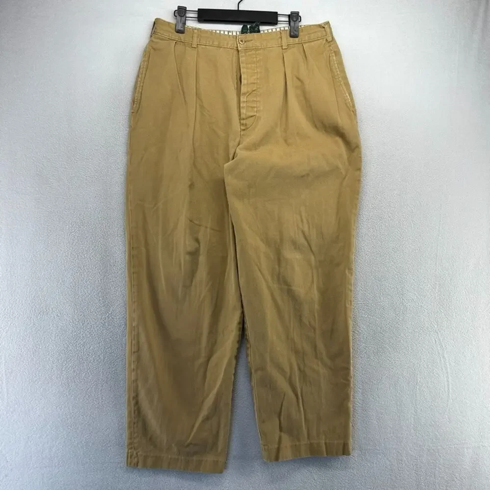 Vintage J Crew Pants men's 34 Fits 31x29 Brown Baggy Fatigue USA Made Trousers